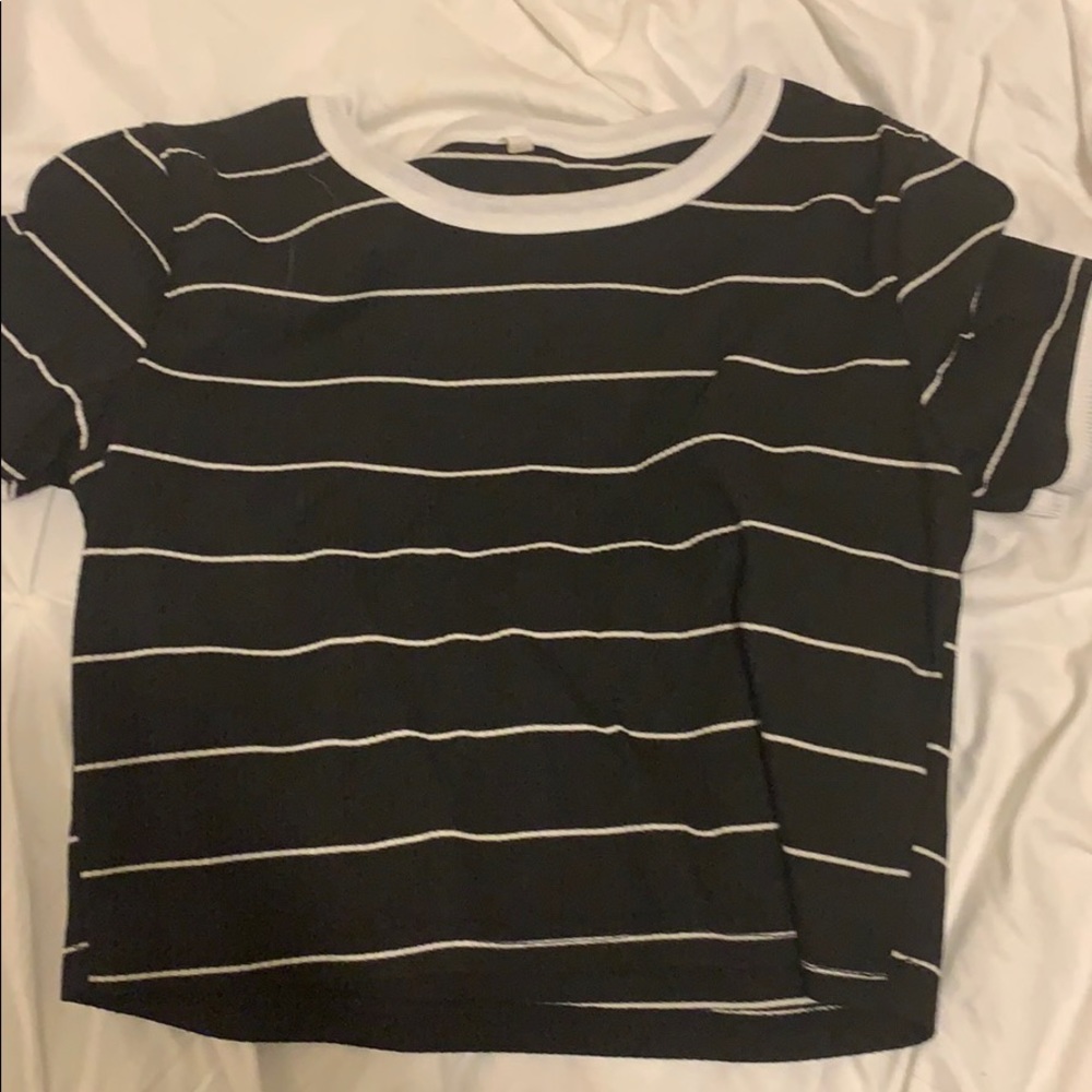 Black and white stripe shirt.